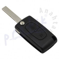 Peugeot 2 Butonlu Anahtar Kabı - Sustalı - Pil Yataklı